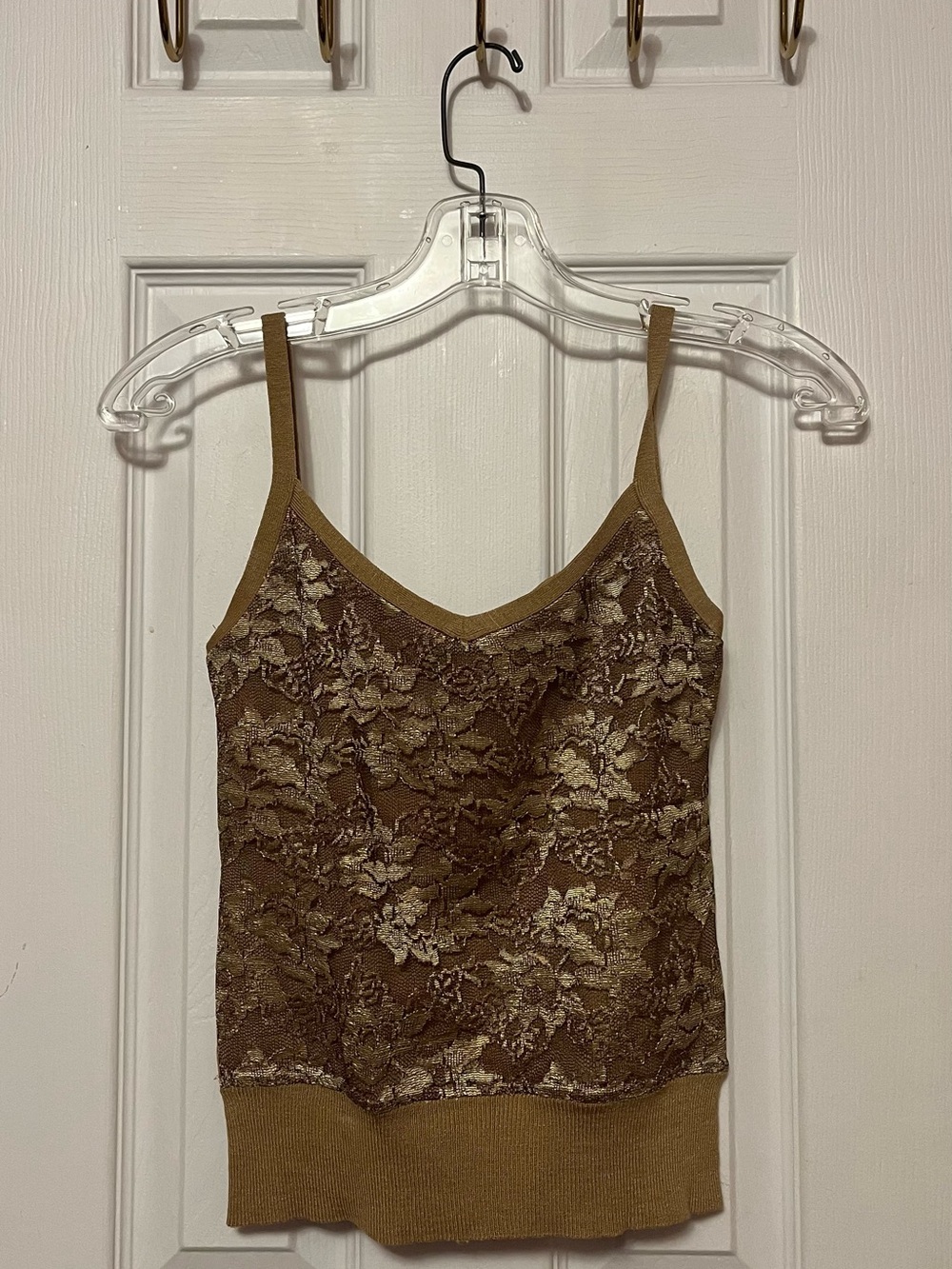 Vintage Y2K Banana Republic Brown Lace-Overlay Camisole